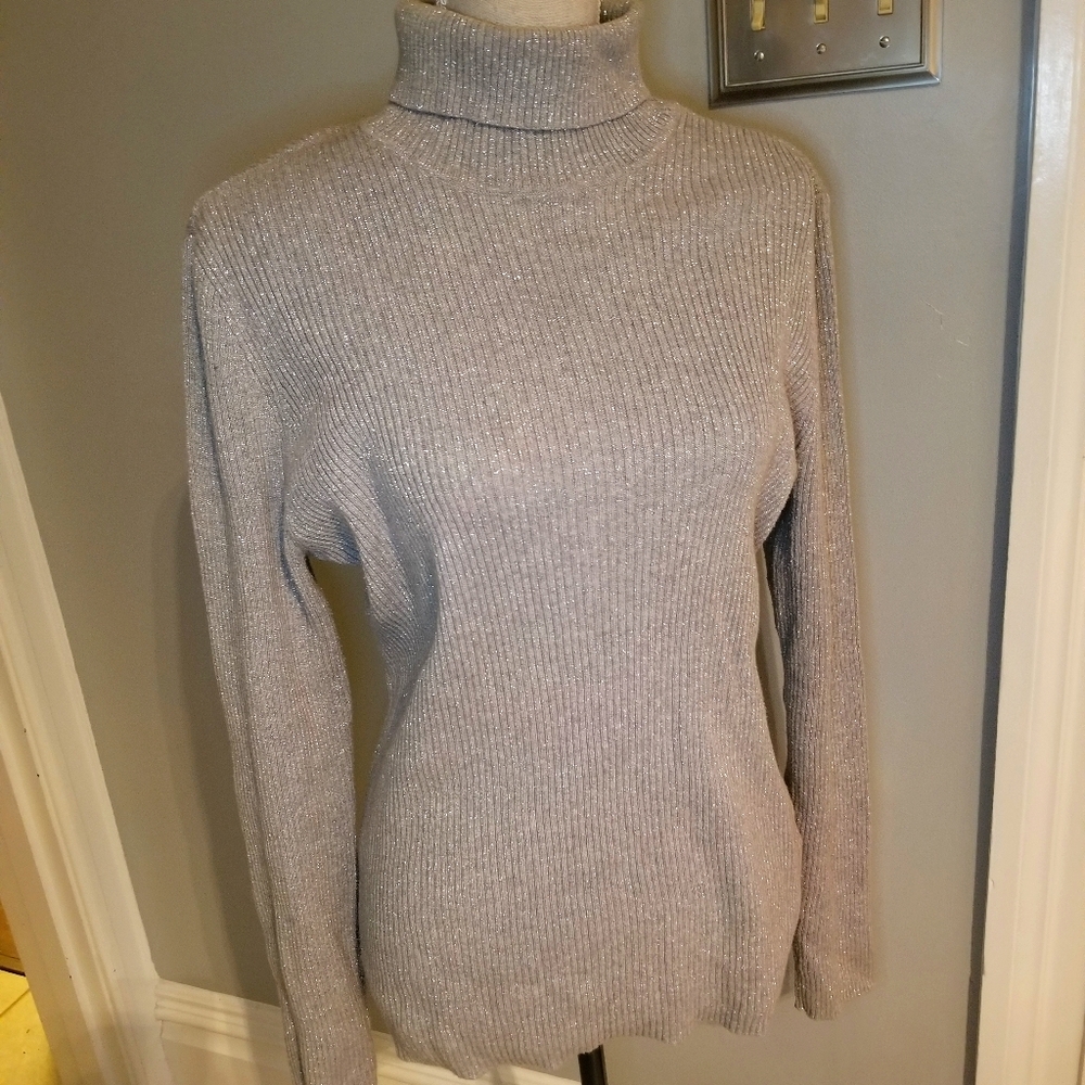 Silver sparkly turtleneck